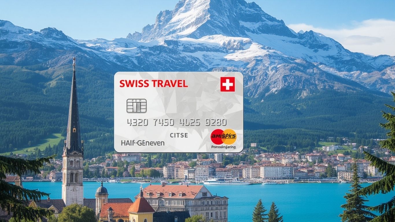 A detailed comparative visual display of Swiss transit cards and rolling alpine train systems